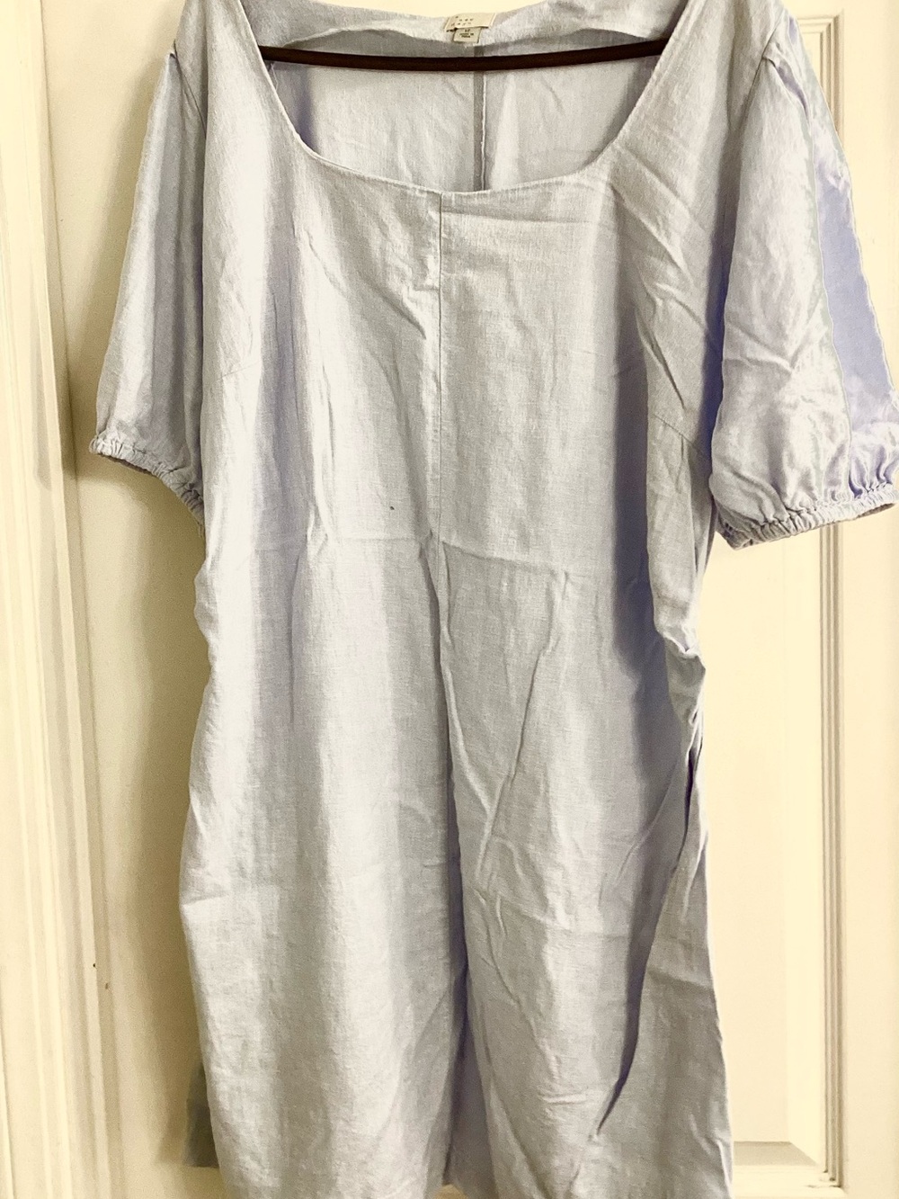 a new day Pale Blue Short Sleeve Linen-Blend dress